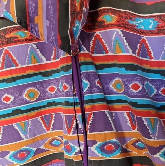 Vintage Western Aztec Print Button Down Shirt M - Picture 3 of 8